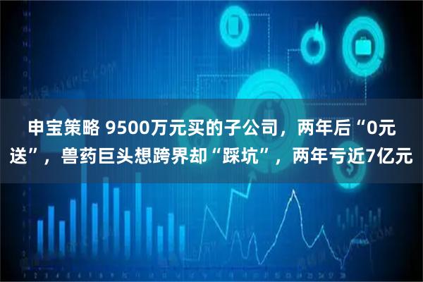 申宝策略 9500万元买的子公司，两年后“0元送”，兽药巨头想跨界却“踩坑”，两年亏近7亿元